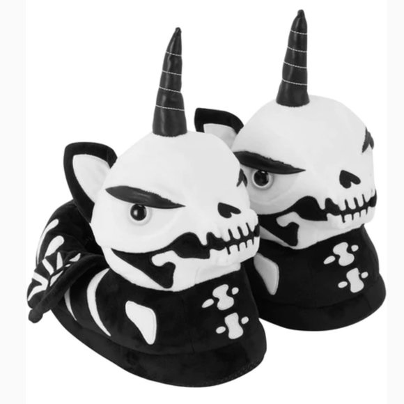 Killstar Shoes - Killstar Bone Myth Creeptures Faux Fur Slippers M/L BRAND NEW